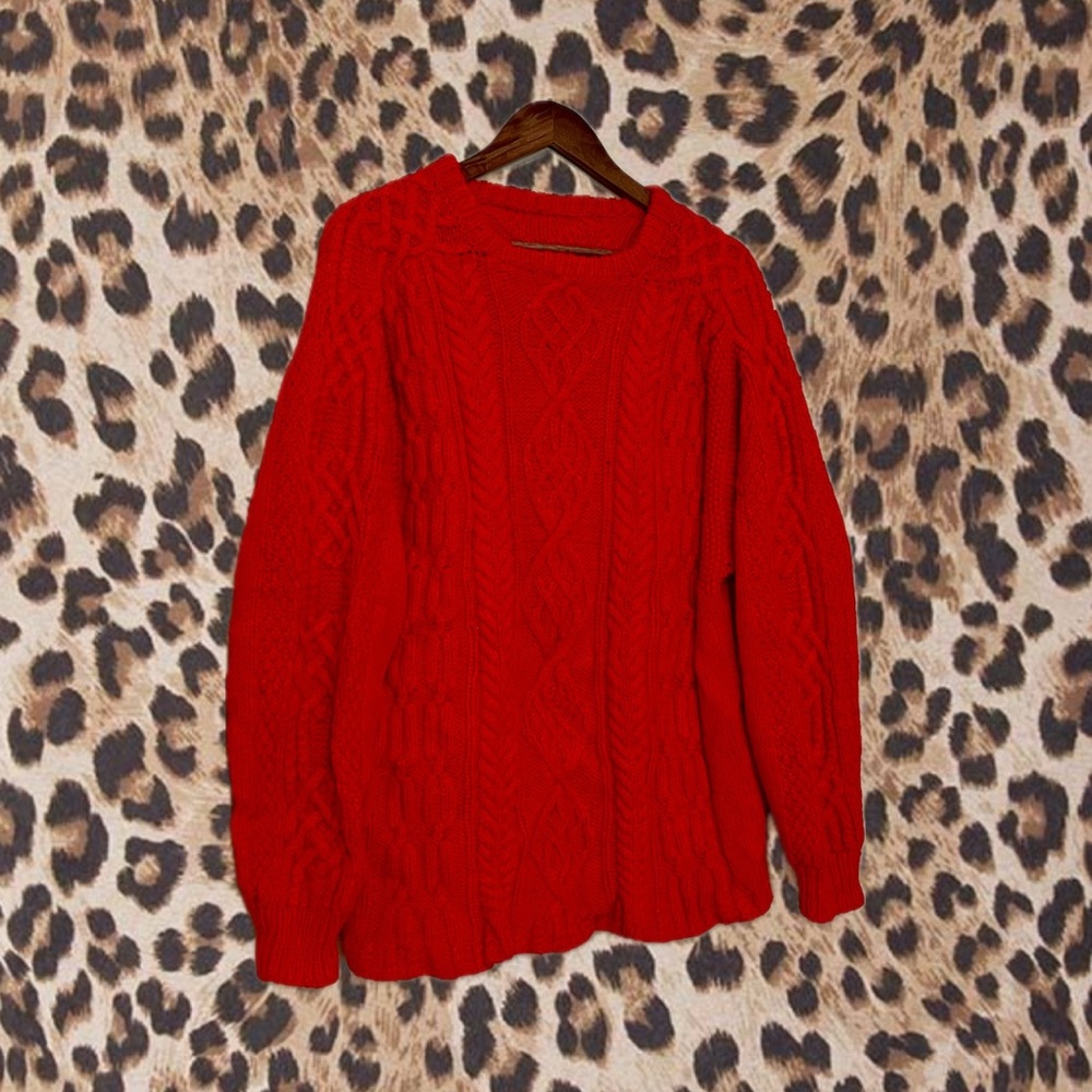 Vintage Fisherman’s Red Cable Knit Sweater